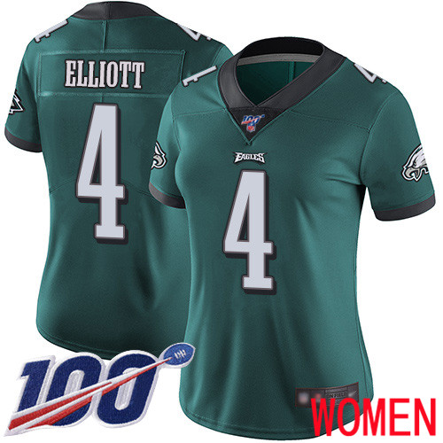 Women Philadelphia Eagles #4 Jake Elliott Midnight Green Team Color Vapor Untouchable NFL Jersey Limited Player 100th